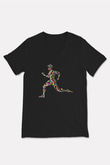 Atletizm - Athletics Baskılı Unisex Siyah V Yaka Tişört