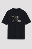 Atletizm - Athletics Baskılı Unisex Siyah Oversize Tişört