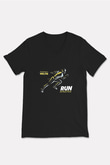 Atletizm - Athletics Baskılı Unisex Siyah V Yaka Tişört