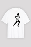 Atletizm Baskılı Unisex Beyaz Oversize Tişört - Tshirt