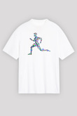 Atletizm Baskılı Unisex Beyaz Oversize Tişört - Tshirt