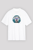 Atletizm Baskılı Unisex Beyaz Oversize Tişört - Tshirt
