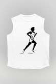 Atletizm Baskılı Unisex Kolsuz Beyaz Tişört