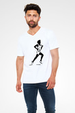 Atletizm Baskılı Unisex V Yaka Tişört - Tshirt