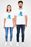 Atletizm Baskılı Unisex V Yaka Tişört - Tshirt