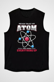 Atom Baskılı Unisex Kolsuz Siyah Tişört - Tshirt