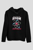 Atom Baskılı Unisex Siyah Hoodie