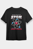 Atom Baskılı Unisex Siyah Tişört - Tshirt