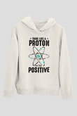 Atom Proton Baskılı Unisex Ekru Hoodie