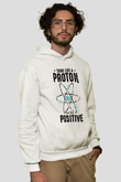 Atom Proton Baskılı Unisex Ekru Hoodie
