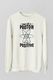 Atom Proton Baskılı Unisex Ekru Sweatshirt