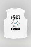 Atom Proton Baskılı Unisex Kolsuz Beyaz Tişört - Tshirt