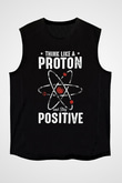 Atom Proton Baskılı Unisex Kolsuz Siyah Tişört - Tshirt