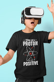 Atom Proton Baskılı Unisex Siyah Çocuk Tişörtü - Tshirt