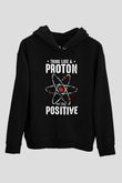 Atom Proton Baskılı Unisex Siyah Hoodie