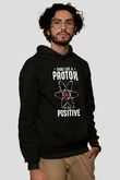Atom Proton Baskılı Unisex Siyah Hoodie
