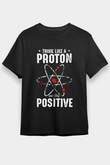 Atom Proton Baskılı Unisex Siyah Tişört - Tshirt