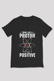 Atom Proton Baskılı Unisex V Yaka Siyah Tİşört - Tshirt