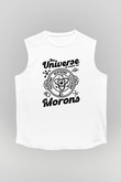 Atom Proton Nötron Eelektron Baskılı Unisex Kolsuz Beyaz Tişört - Tshirt