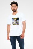 Atrophy Baskılı Unisex Beyaz V Yaka Tişört