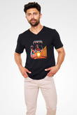 Atrophy Baskılı Unisex Siyah V Yaka Tişört