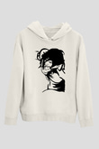 Attack On Titan Baskılı Beyaz Unisex Hoodie