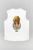 Attack On Titan Baskılı Beyaz Unisex Kolsuz Tişört - Tshirt