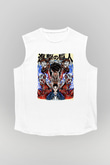 Attack On Titan Baskılı Beyaz Unisex Kolsuz Tişört - Tshirt
