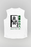Attack On Titan Baskılı Beyaz Unisex Kolsuz Tişört - Tshirt
