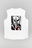 Attack On Titan Baskılı Beyaz Unisex Kolsuz Tişört - Tshirt