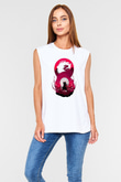 Attack On Titan Baskılı Beyaz Unisex Kolsuz Tişört - Tshirt