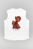 Attack On Titan Baskılı Beyaz Unisex Kolsuz Tişört - Tshirt