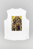 Attack On Titan Baskılı Beyaz Unisex Kolsuz Tişört - Tshirt