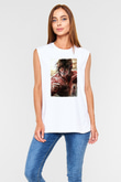 Attack On Titan Baskılı Beyaz Unisex Kolsuz Tişört - Tshirt