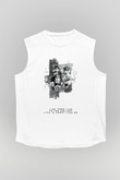 Attack On Titan Baskılı Beyaz Unisex Kolsuz Tişört - Tshirt