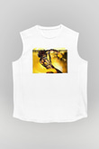 Attack On Titan Baskılı Beyaz Unisex Kolsuz Tişört - Tshirt