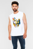Attack On Titan Baskılı Beyaz Unisex Kolsuz Tişört - Tshirt