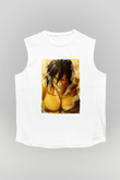 Attack On Titan Baskılı Beyaz Unisex Kolsuz Tişört - Tshirt