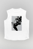 Attack On Titan Baskılı Beyaz Unisex Kolsuz Tişört - Tshirt
