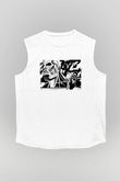 Attack On Titan Baskılı Beyaz Unisex Kolsuz Tişört - Tshirt