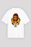 Attack On Titan Baskılı Beyaz Unisex Oversize Tişört - Tshirt