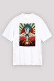 Attack On Titan Baskılı Beyaz Unisex Oversize Tişört - Tshirt