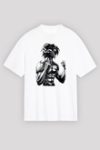 Attack On Titan Baskılı Beyaz Unisex Oversize Tişört - Tshirt