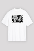 Attack On Titan Baskılı Beyaz Unisex Oversize Tişört - Tshirt