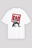 Attack On Titan Baskılı Beyaz Unisex Oversize Tişört - Tshirt