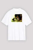 Attack On Titan Baskılı Beyaz Unisex Oversize Tişört - Tshirt