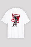 Attack On Titan Baskılı Beyaz Unisex Oversize Tişört - Tshirt
