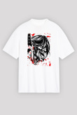 Attack On Titan Baskılı Beyaz Unisex Oversize Tişört - Tshirt