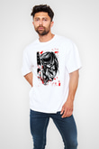 Attack On Titan Baskılı Beyaz Unisex Oversize Tişört - Tshirt