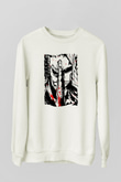 Attack On Titan Baskılı Beyaz Unisex Sweatshirt